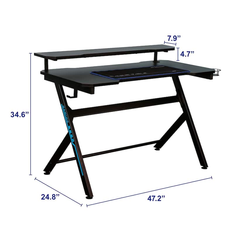 JJS 48" Home Office R-Shaped Gaming Computer Desk with Removable Monitor Stand