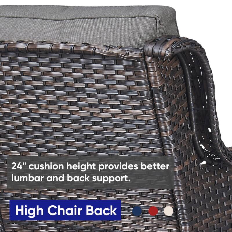Gymojoy 4-Piece Outdoor Wicker Patio Furniture with Fire Pit Table, Rattan Coversation Set with Water Resistant Thick Cushions