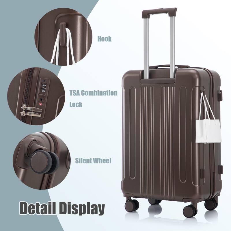 20"/24"/28" 3-Piece, Modern Luggage Sets with Retractable Handle and Combination Lock, for Boarding Travel, Brown