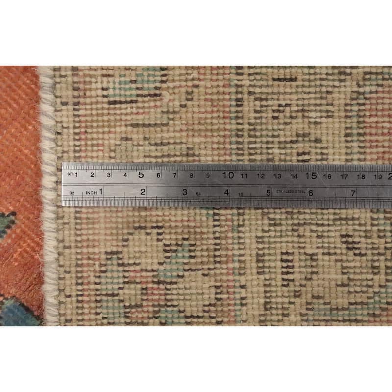 Hand Knotted Oriental 100% Wool Carpet Traditional Floral Oranges & Rust Tabriz Runner Rug - 9' 11'' X 2' 6''