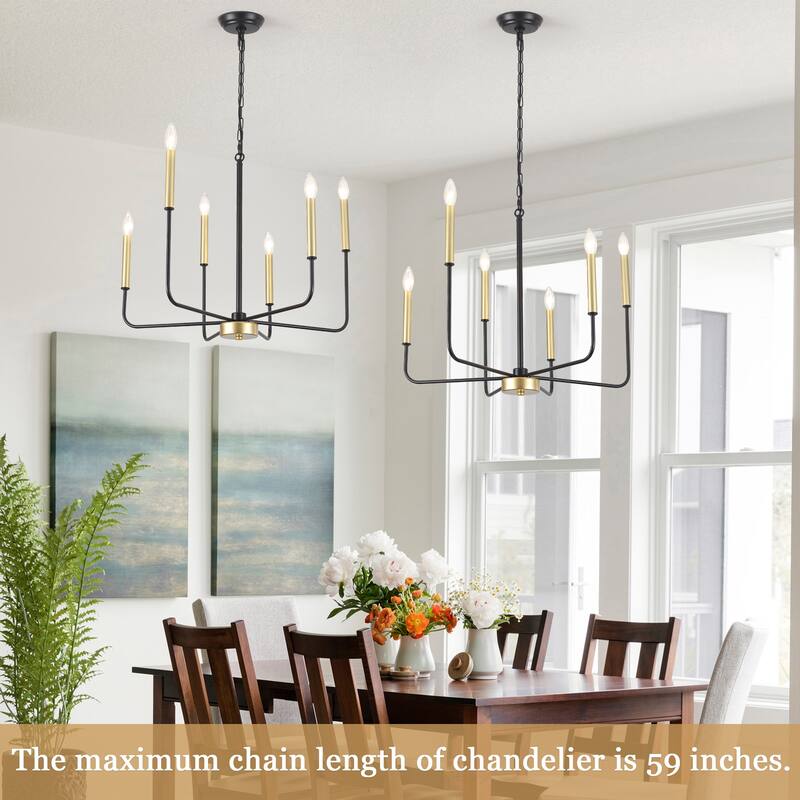 6-Light Candlestick Hanging Linear Chandelier Lighting Ceiling Light for Kitchen Island