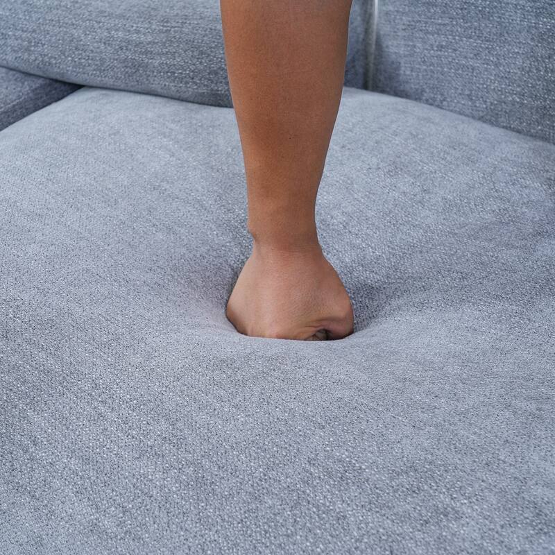 Christopher Knight Home - Lunaria 122" Modern Upholstered Curved Sofa with 2 Damask Pattern Pillows