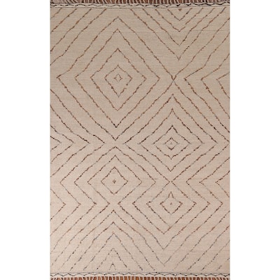 All-Over Geometric Moroccan Oriental Area Rug Hand-Knotted Wool Carpet - 7'0" x 10'5"