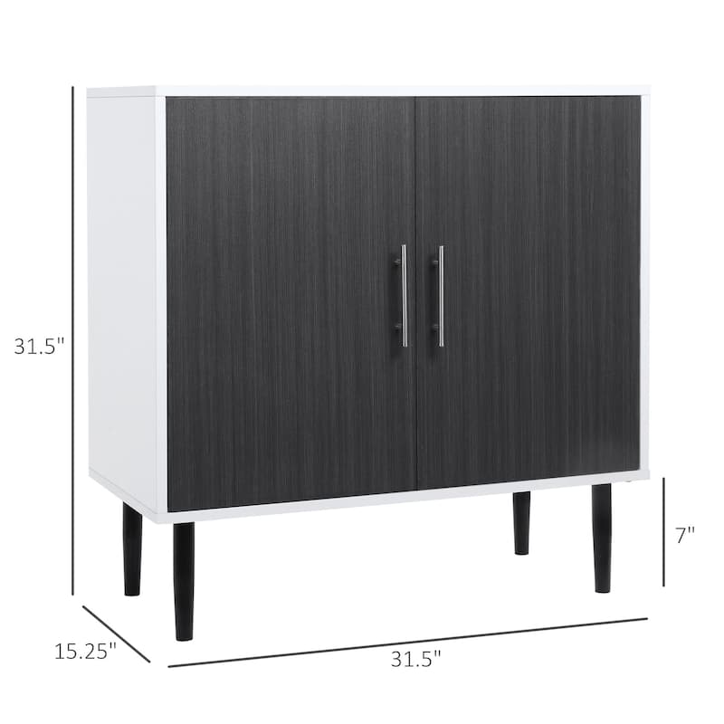 HOMCOM 2-Door Storage Cabinet with Adjustable Shelf, Free Standing Accent Sideboard and Buffet, Grey / White
