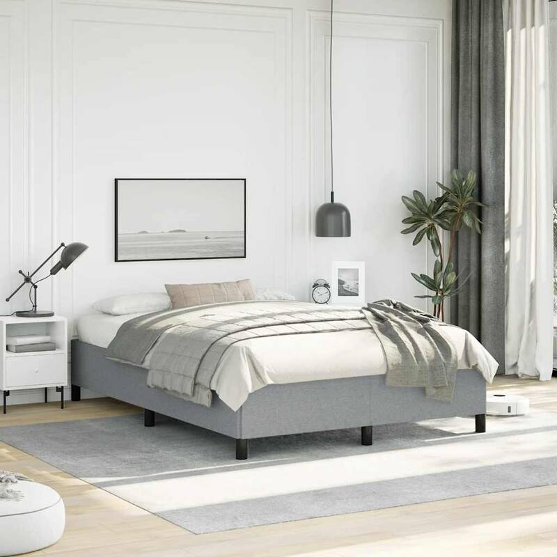vidaXL Bed Frame, Fabric, No Mattress - Light gray - Full