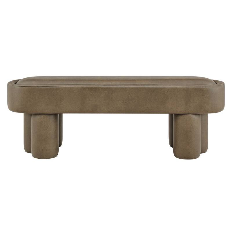 Mossi 52-Inch Oval Vegan Leather Bench
