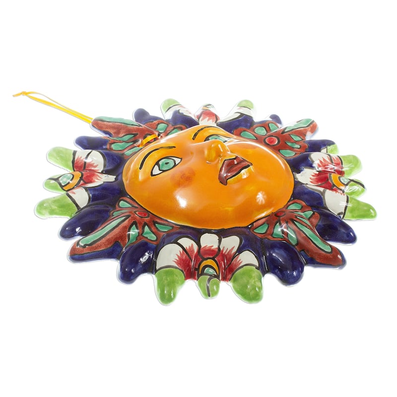 Novica Handmade Floral Sun Ceramic Wall Accent