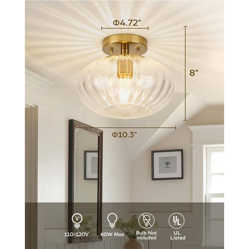 10.3" Dome Glass Flush Mount Modern Ceiling Light