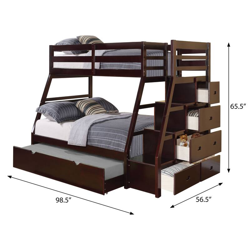 Farley Twin Over Full Bunk Bed with Storage Ladder and Trundle