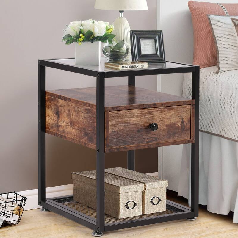 Taomika 3 Pieces Modern Coffee Table Set with Storage Shelves,Brown/Black Sets