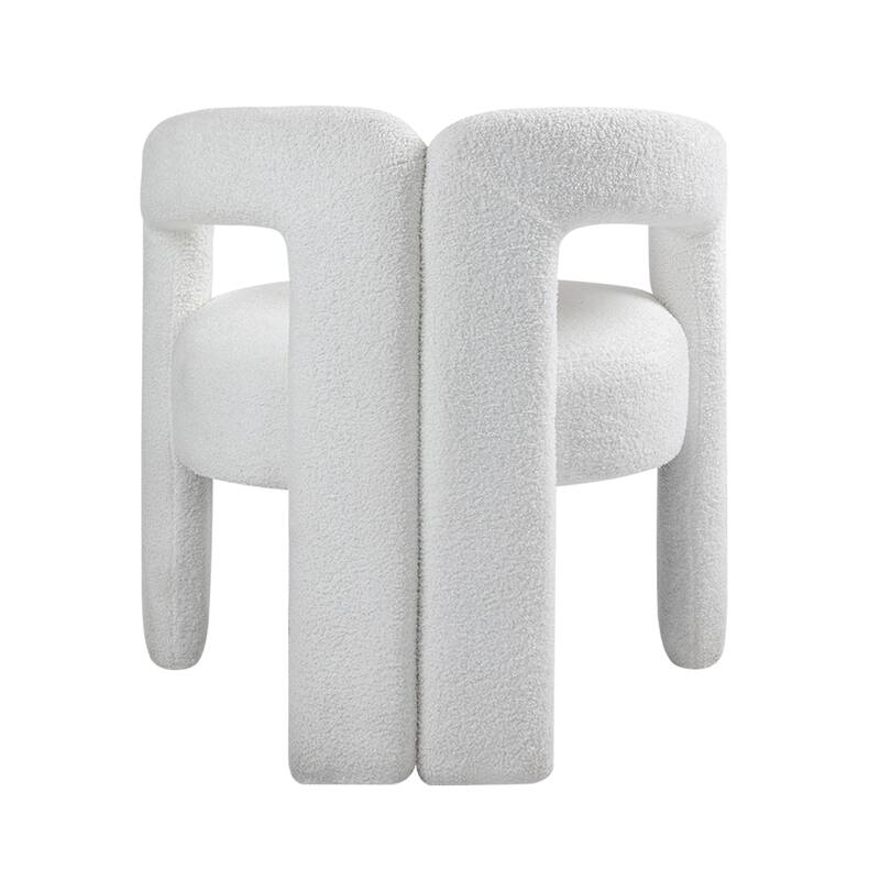 Teddy Fabric Modern Design Dining Chair, Open-Back Accent Chairs, Barrel Chair Upholstered Armchair for Dining Room Living Room