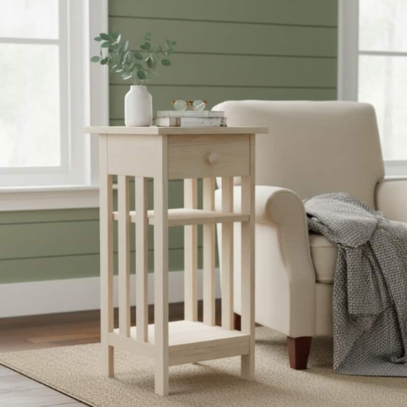 Unfinished Solid Parawood Mission Telephone Stand