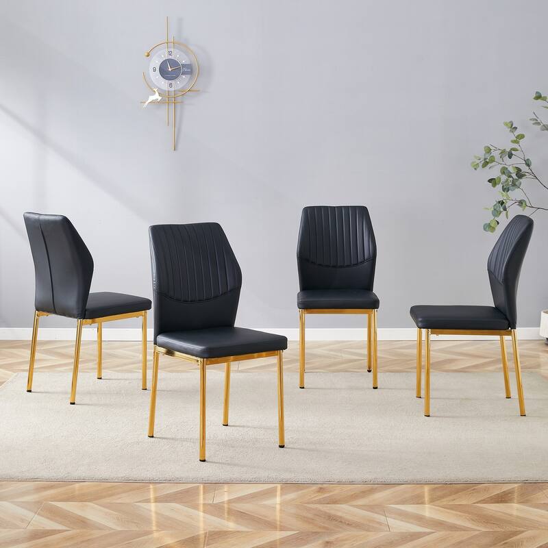 Luxurious Ergonomic Dining Chair Set - Stylish and Comfortable - Black and Gold