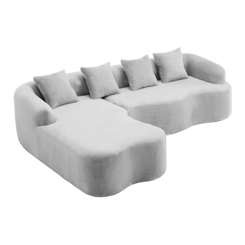 Full Compression Plush L-shaped Sectional Sofa with Curved Chaise