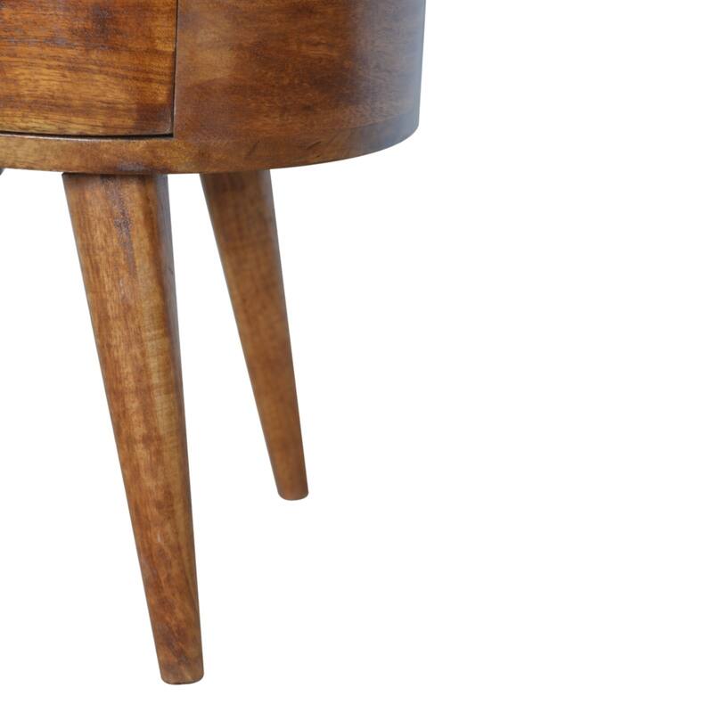 Mid-Century Modern Wood Rounded Coffee Table With Strong Legs