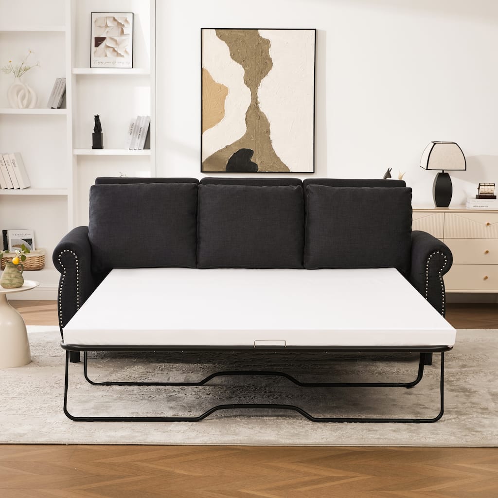 Sleeper Sofa Daybed, Pull Out Couch with Mattress, 3-in-1 Seater Upholstery Sectional Couches Convertible Sofa Bed