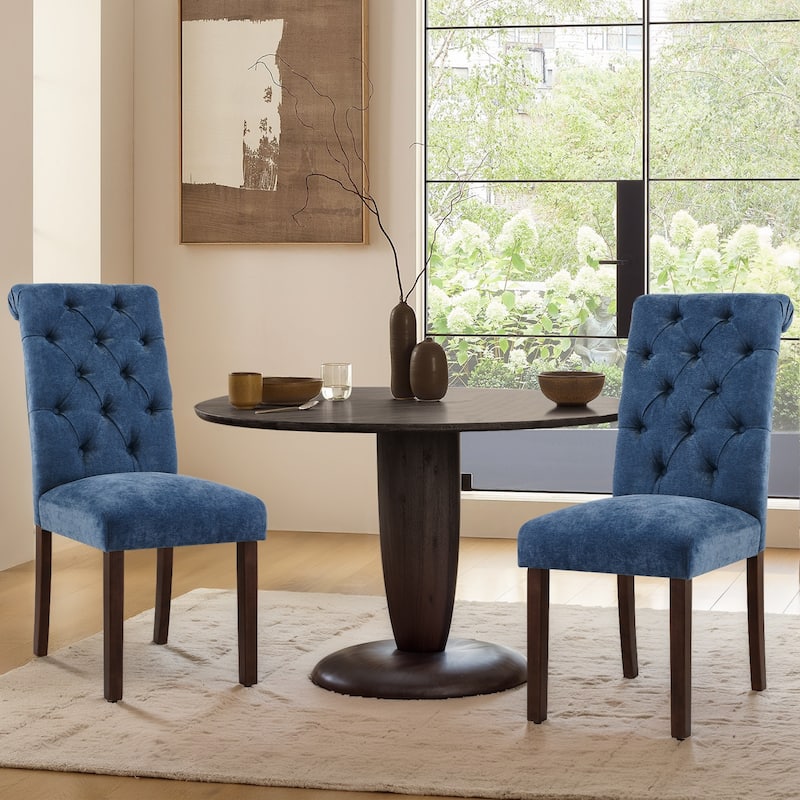 Tufted Parsons Dining Chairs - Velvet-Like Upholstery & Padded Seats for Kitchen & Dining Room