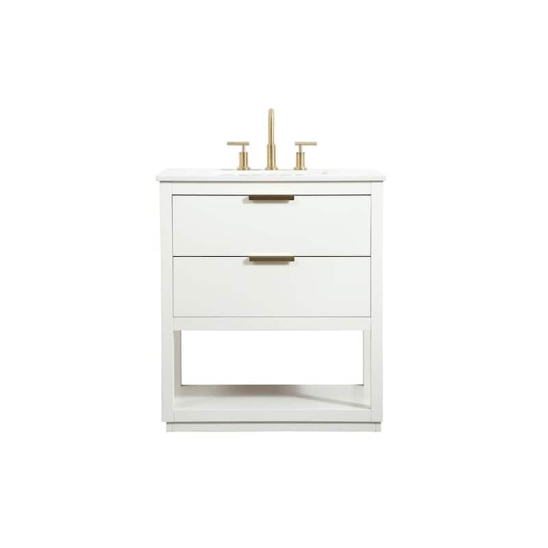 Elegant Lighting VF19230 Larkin 30" Free Standing Single Basin Vanity - White - Painted