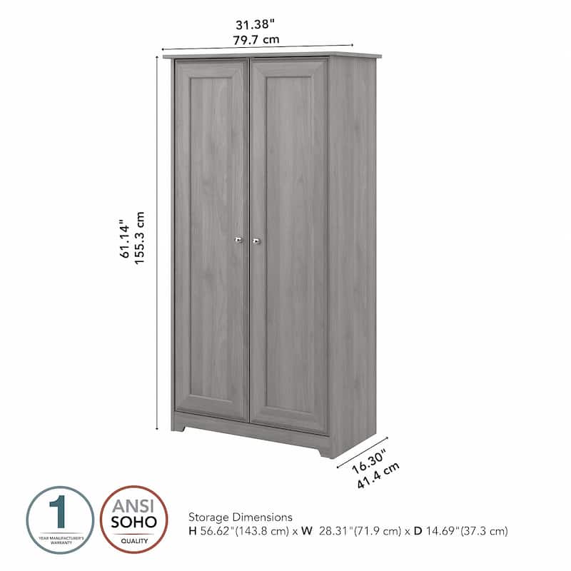 Cabot Espresso Oak Tall Storage Cabinet with Doors - 31.38"L x 16.30"W x 61.14"H