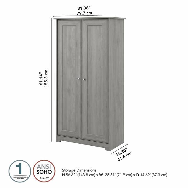 Cabot Espresso Oak Tall Storage Cabinet with Doors