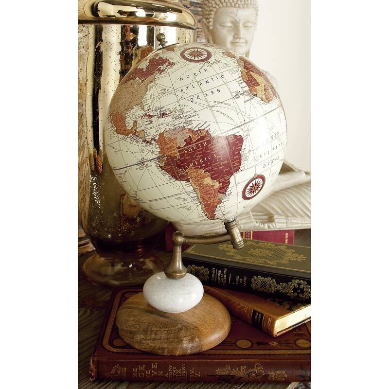 Cream Mango Wood Globe - Cream