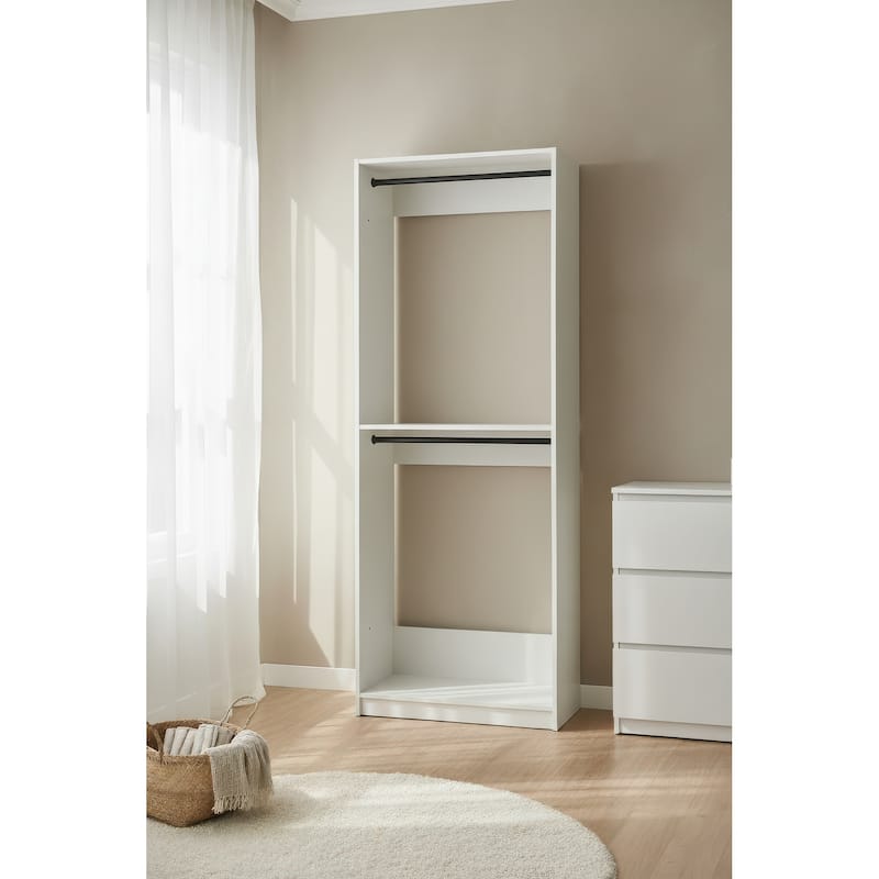 Prosper 32" White Wood Walk-in Closet with Two Rods - 31.4"W x 15.7"D x 83" H