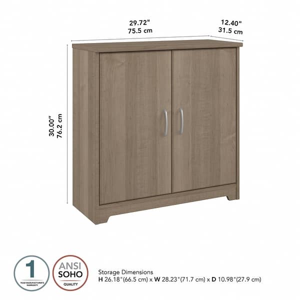 dimension image slide 4 of 4, Cabot Small Entryway Cabinet with Doors by Bush Furniture
