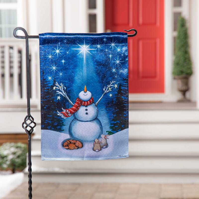 12.5 in. x 18 in. Star Heart Snowman Lustre Garden Flag