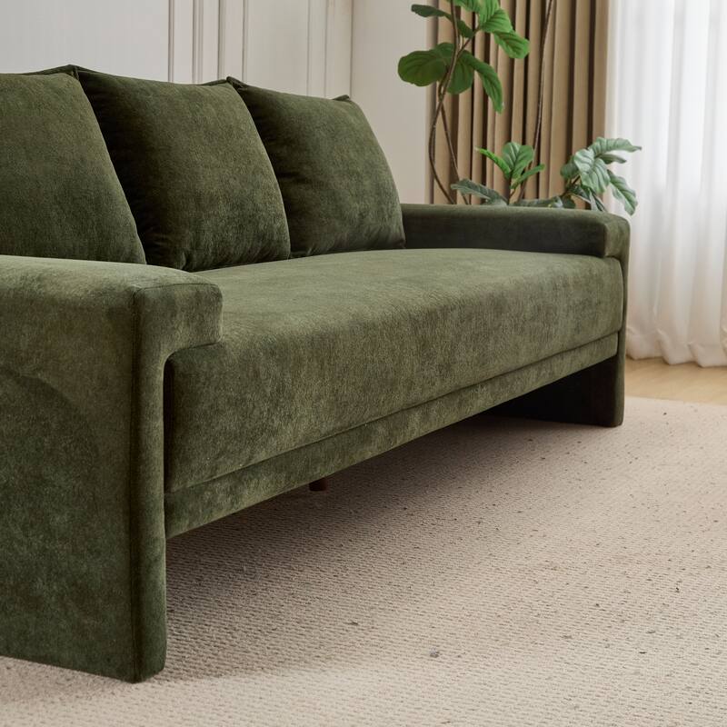 Modern Upholstered Velvet Sofa 3 Seater with Spring Cushion Support