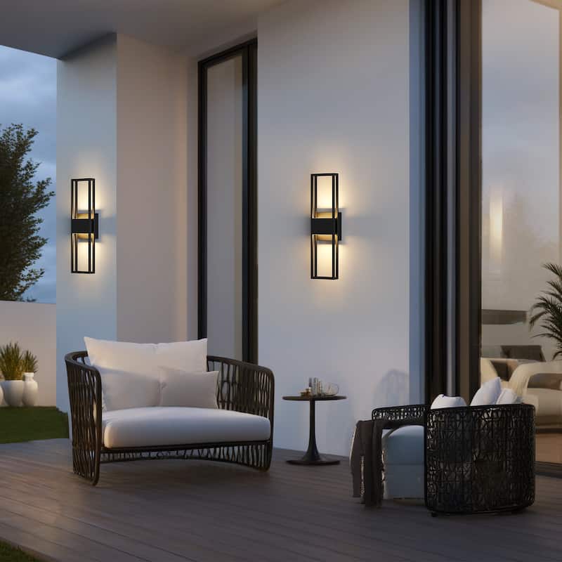 Modern Rectangle Matte Black LED Wall Sconce Outdoor Waterproof