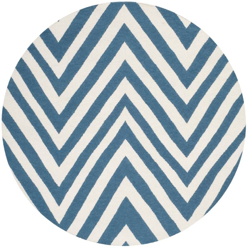 SAFAVIEH Hand-woven Moroccan Reversible Richelle Dhurrie Chevron Reversible Dhurrie Blue