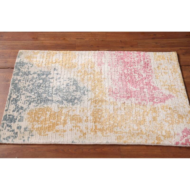 Multicolor Abstract Modern Foyer Foyer Rug Handmade Wool Carpet - 2'0"x 3'0"