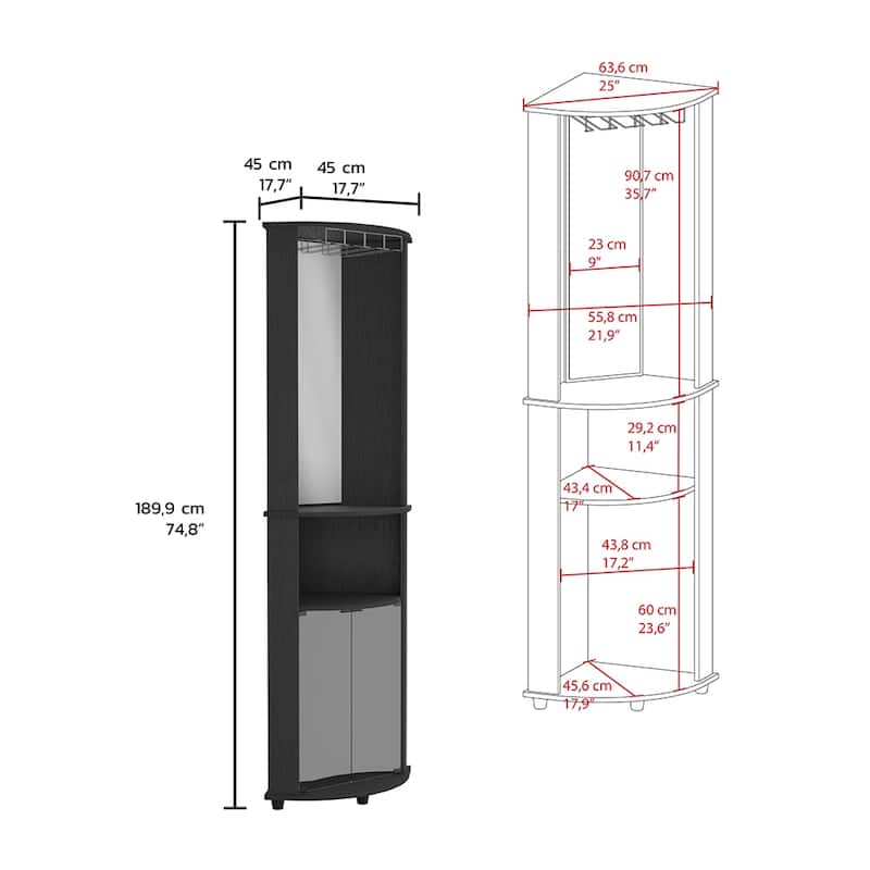 Corner Bar Cabinet Rialto With Three Shelves