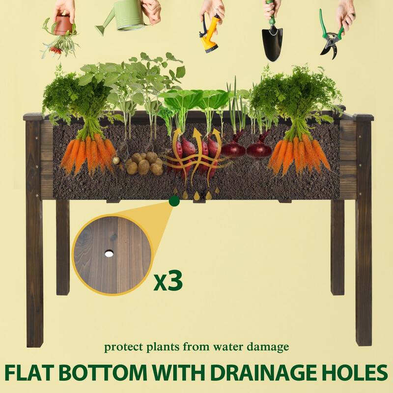 VEIKOUS Wood Raised Garden Bed Elevated Planter Box with Drainage Holes