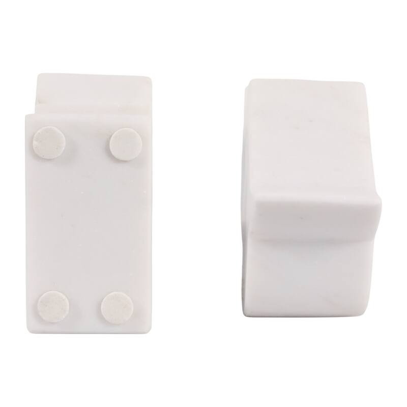 Modern Marble Horse Head Book Ends - Set of 2, 6", White - 6.0"