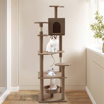 65In Cat Tower Tree Climbing Play House for Cats