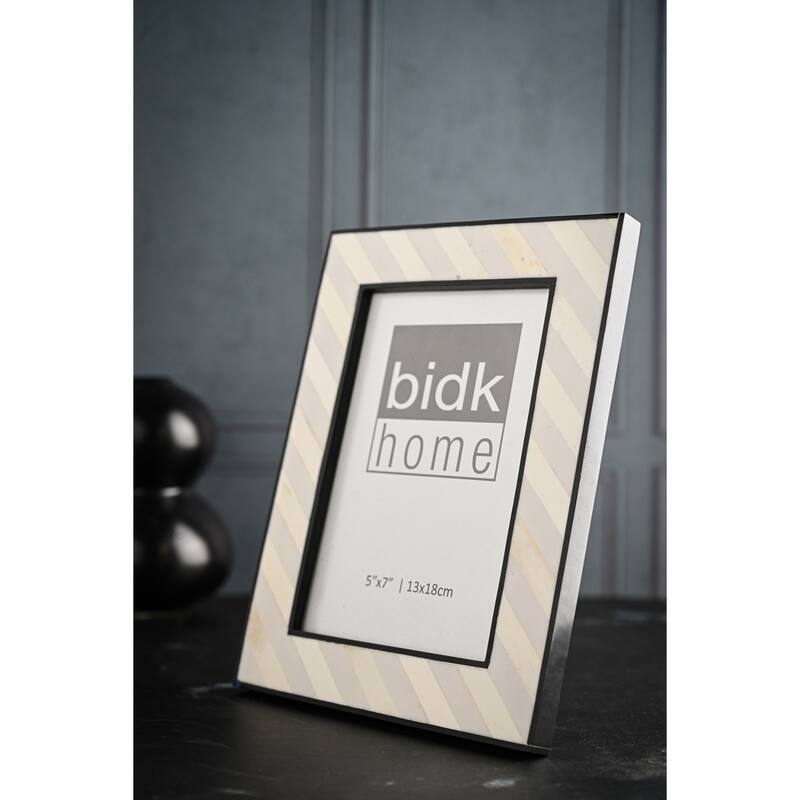 Bone Rectangular Picture Frame - for 5" x 7" Photo - White and Cream