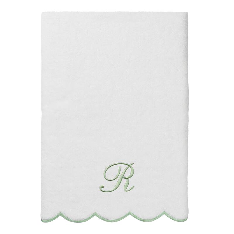 Authentic Hotel and Spa 100% Turkish Cotton Green ADORNIA Scallop Personalized 3 Piece Towel Set - 3 Piece Set