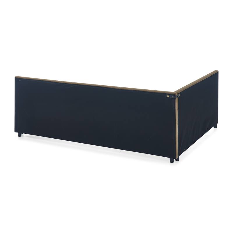 Queen Size Upholstered Velvet Daybed with Backrest and Armrests, Multi-Functional Sofa Bed