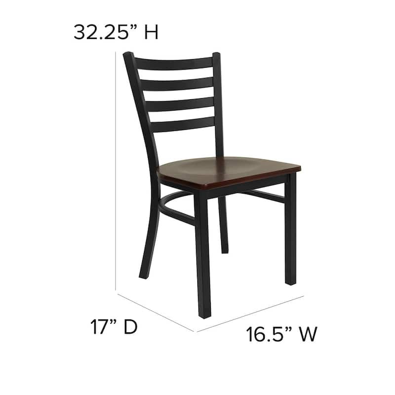 2 Pack Ladder Back Metal Restaurant Chair - 16.5"W x 17"D x 32.25"H - 16.5"W x 17"D x 32.25"H