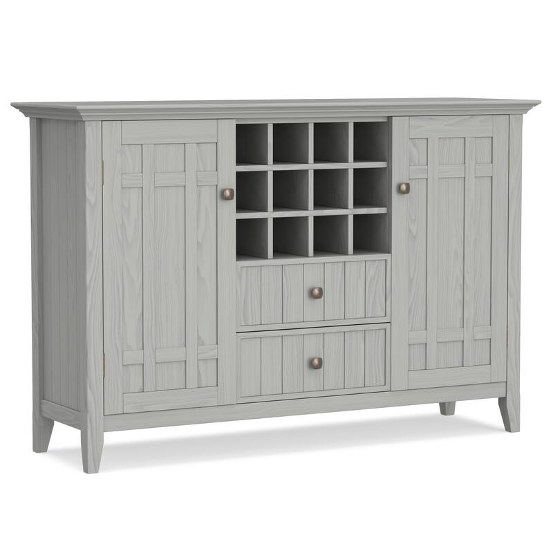 WYNDENHALL Freemont SOLID WOOD 54" Wide Transitional Sideboard Buffet & Wine Rack - 17" D x 54" W x 36" H