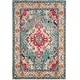 preview thumbnail 100 of 164, SAFAVIEH Monaco Lillie Boho Medallion Distressed Area Rug 4' x 5'7" - Light Blue/Fuchsia
