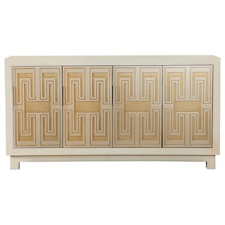 Voula White and Gold Rectangular 4-door Accent Cabinet