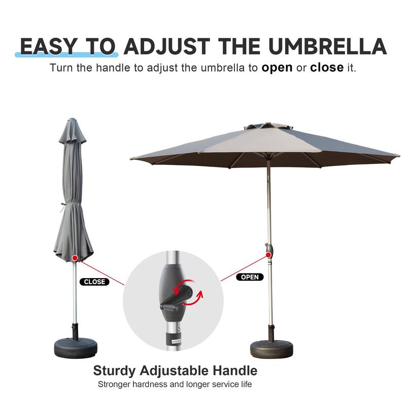 9FT Outdoor Umbrella with Push Button Tilt, Crank, and Wind Vent, UV Protection Waterproof for Garden, Deck, Pool