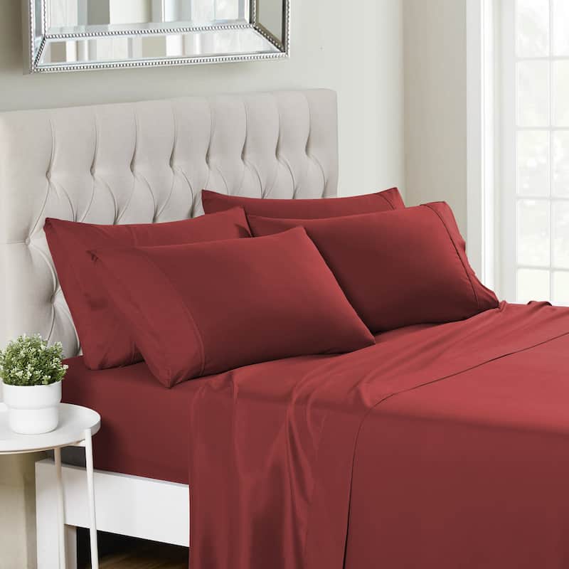 Sweet Home Collection 6 Piece Sheet Set, Deluxe Ultra Soft 1500 Series, Double Brushed Microfiber - Twin XL - Burgundy