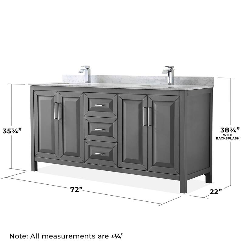 Wyndham Collection Daria 72" Free Standing Double Vanity Set with MDF