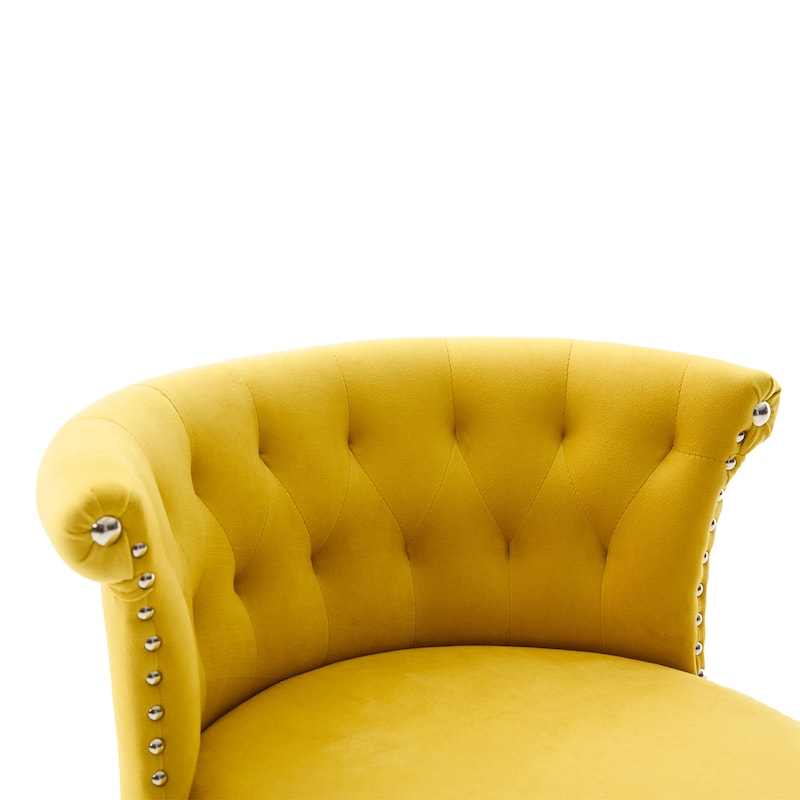 Velvet Upholstered Bar Stool Set of 2, Adjusatble Height Swivel Bar Stools, Dining Chairs with Curved Backrest & Footrest