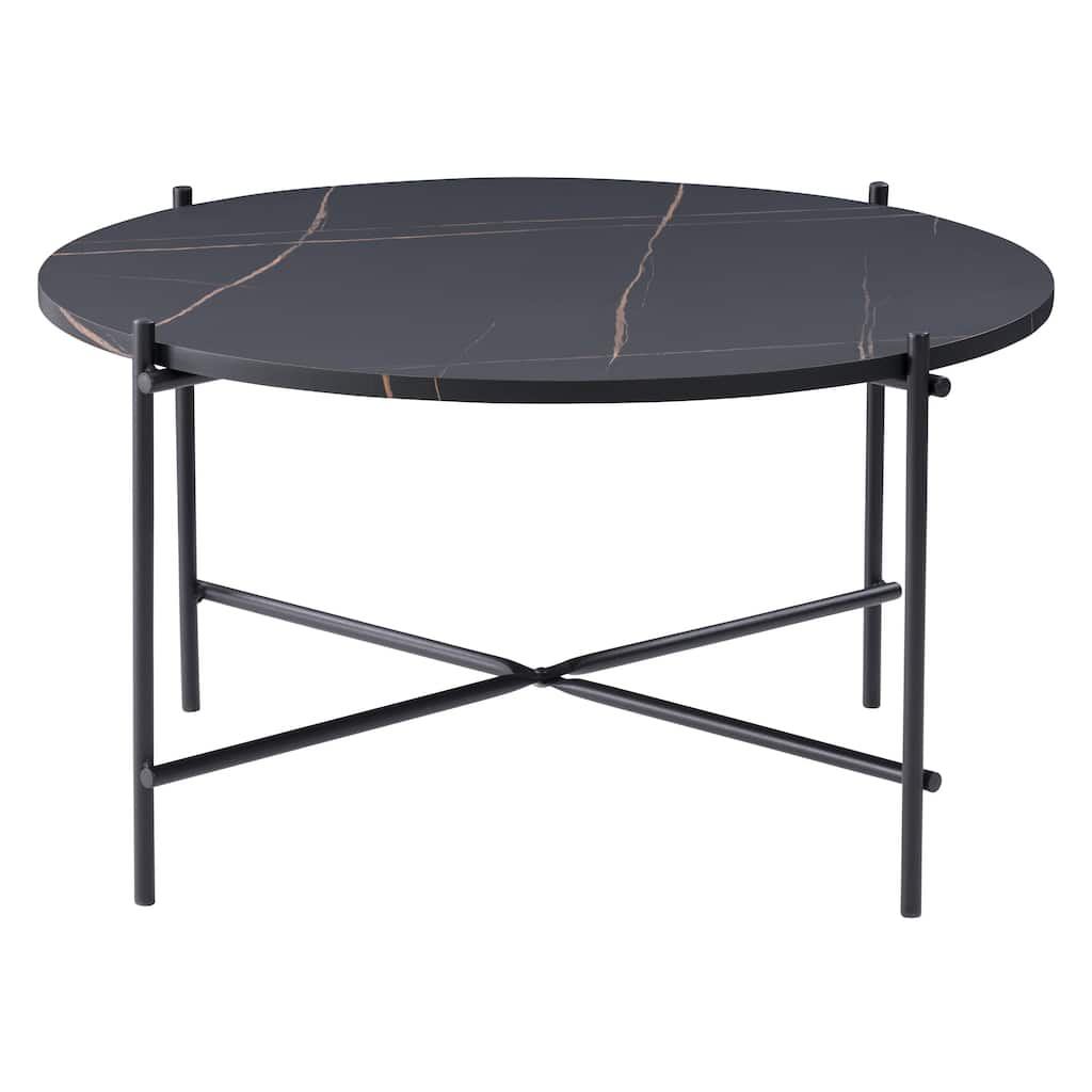 Adria Faux Marble Coffee Table, Black