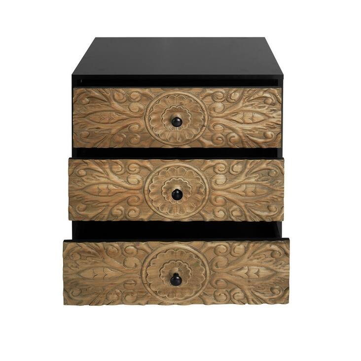 Retro Storage Cabinet 3 Drawer Cabinet Sideboard Buffet Cabinet for Bedroom, Living Room