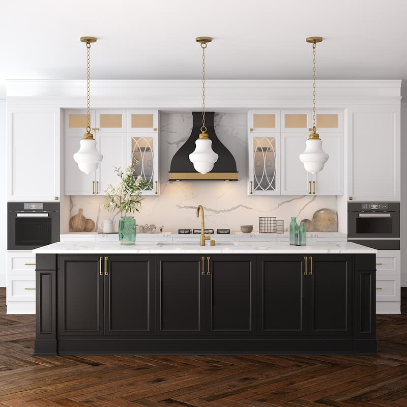Annie Brass and White Milk Glass Pendant - Brass/Milk Glass